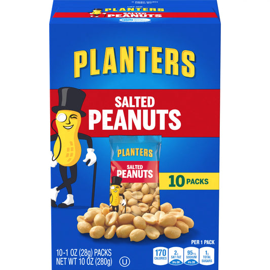 Planters Salted Peanuts, 10 ct Box, 1 oz Packs