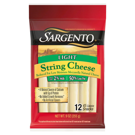 Sargento® Reduced Fat Low Moisture Part-Skim Mozzarella Natural Cheese Light String Cheese Snacks, 12-Count