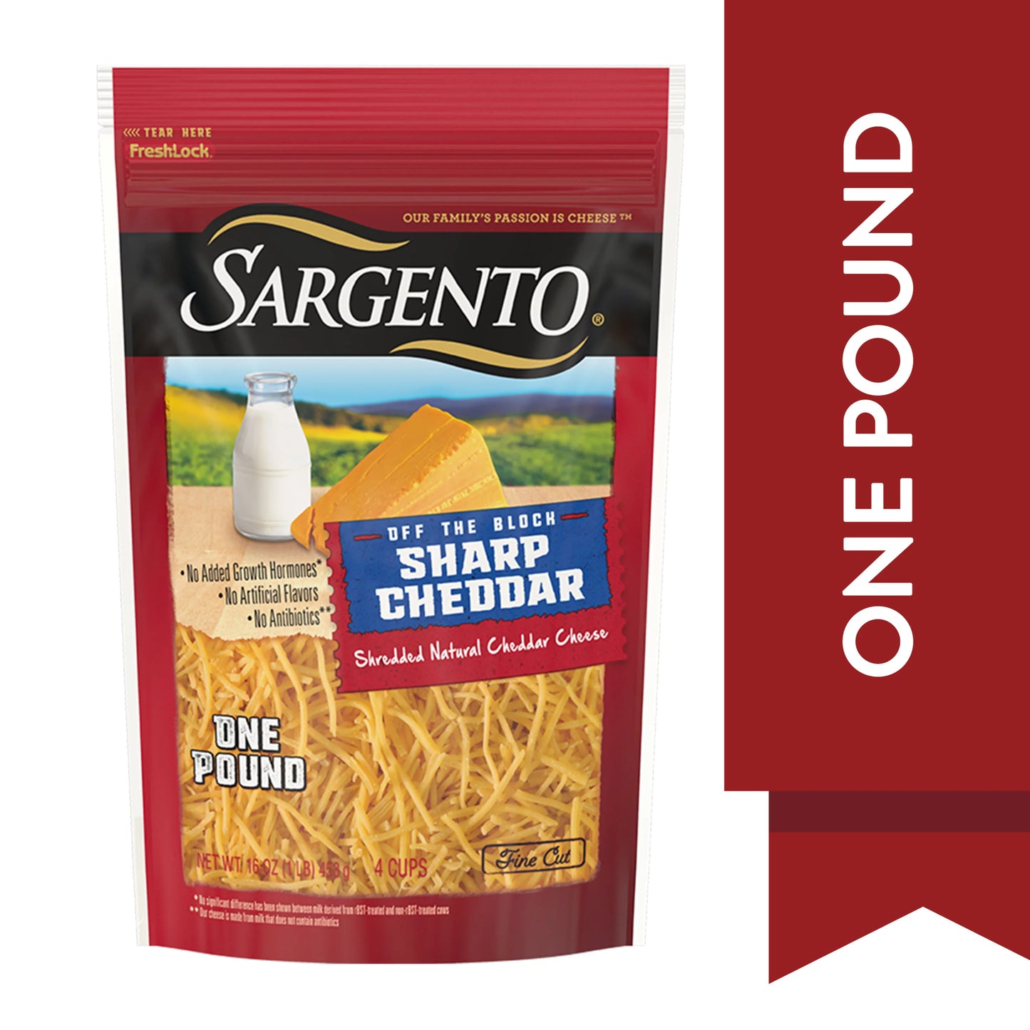 Sargento® Shredded Sharp Natural Cheddar Cheese, Fine Cut, 16 oz.