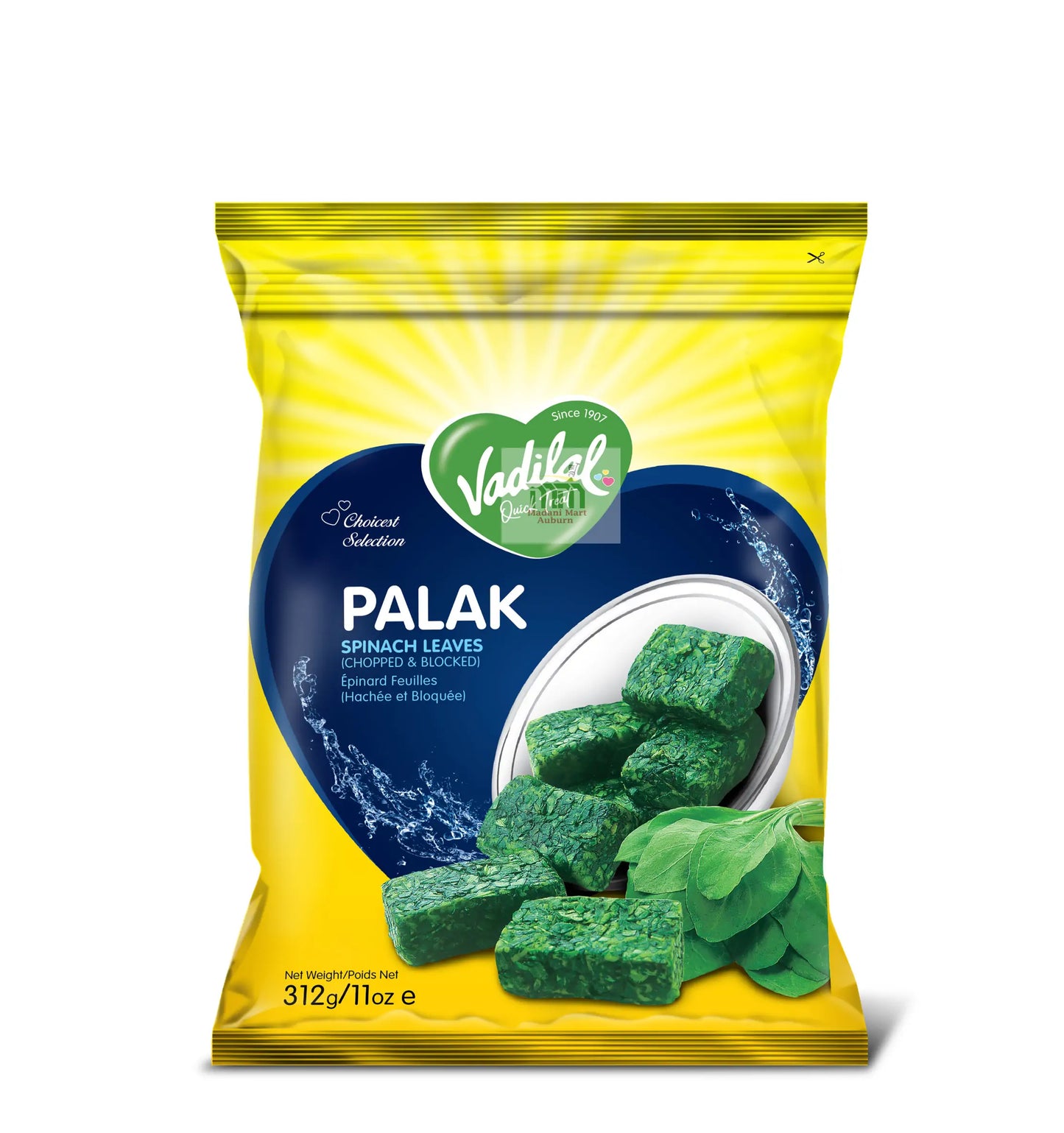 Vadilal Frozen Palak (Spinach) Block - 11 OZ (312 GM)