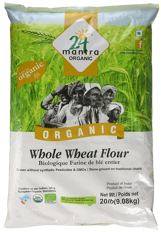 24 Mantra Organic Whole Wheat Atta - 10 LB