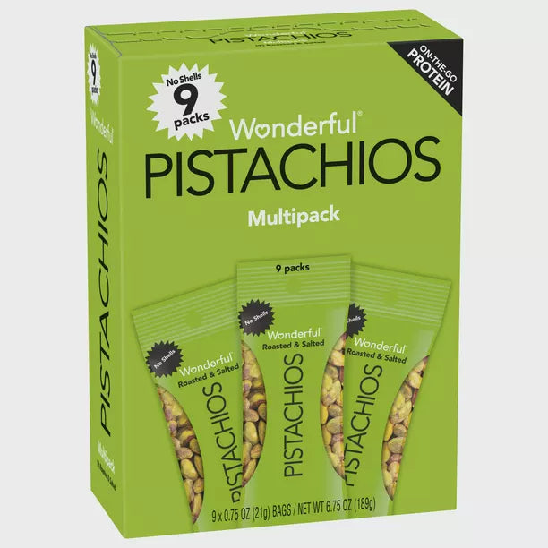 Wonderful Pistachios No Shell, Roasted & Salted, 0.75 Oz, 9 Count