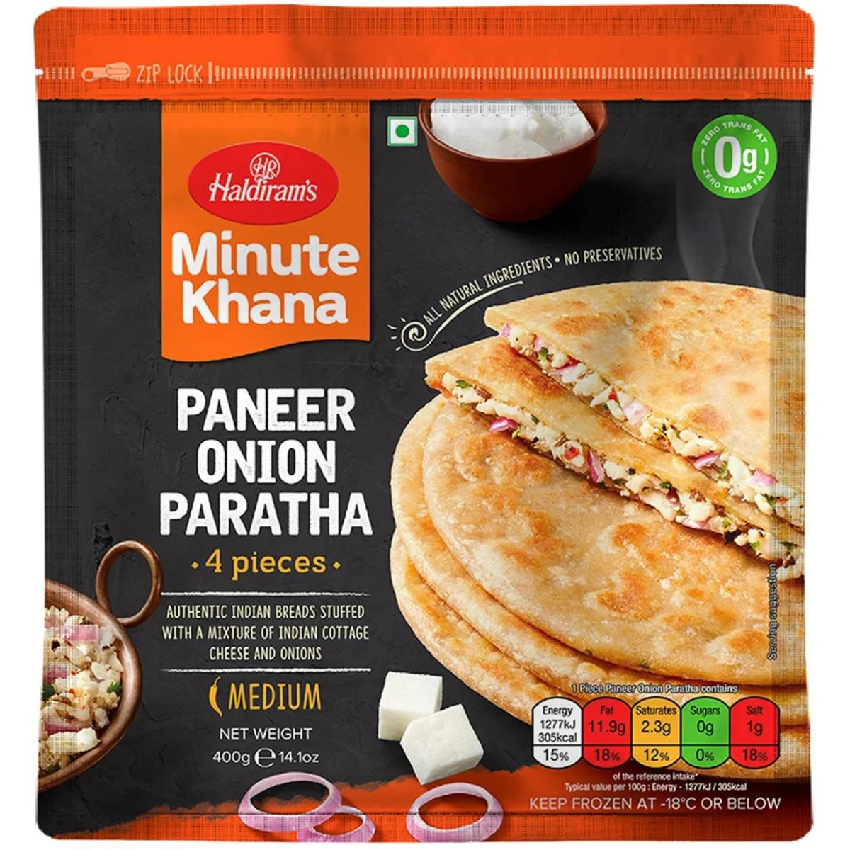 Haldiram's Paneer Onion Paratha 400Gm