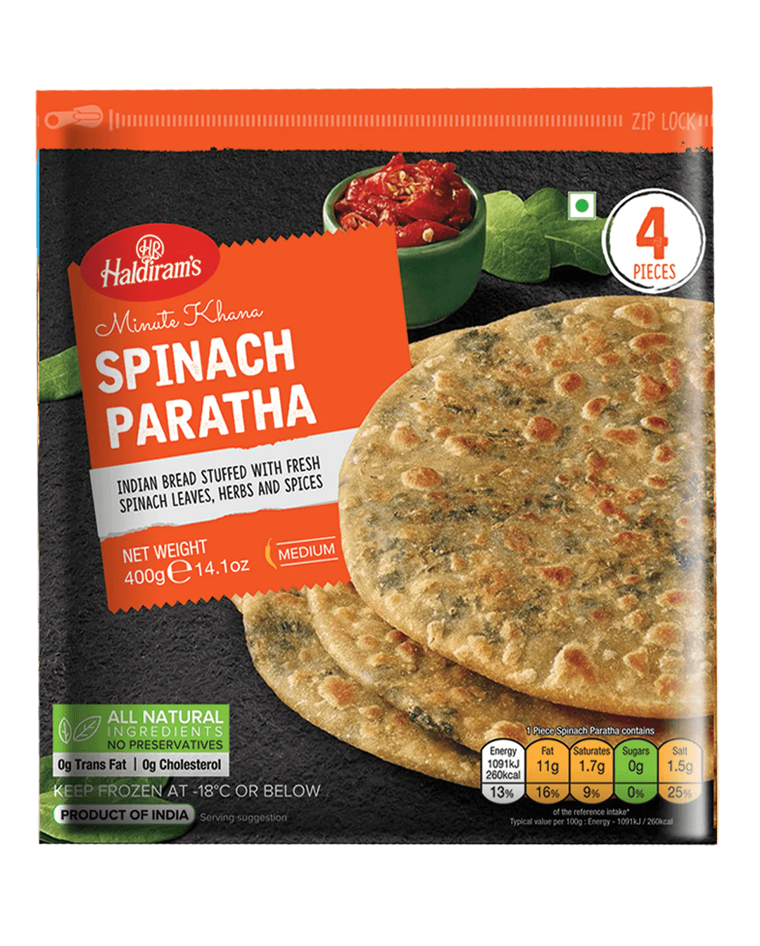 Haldiram's Spinach Paratha 400Gm