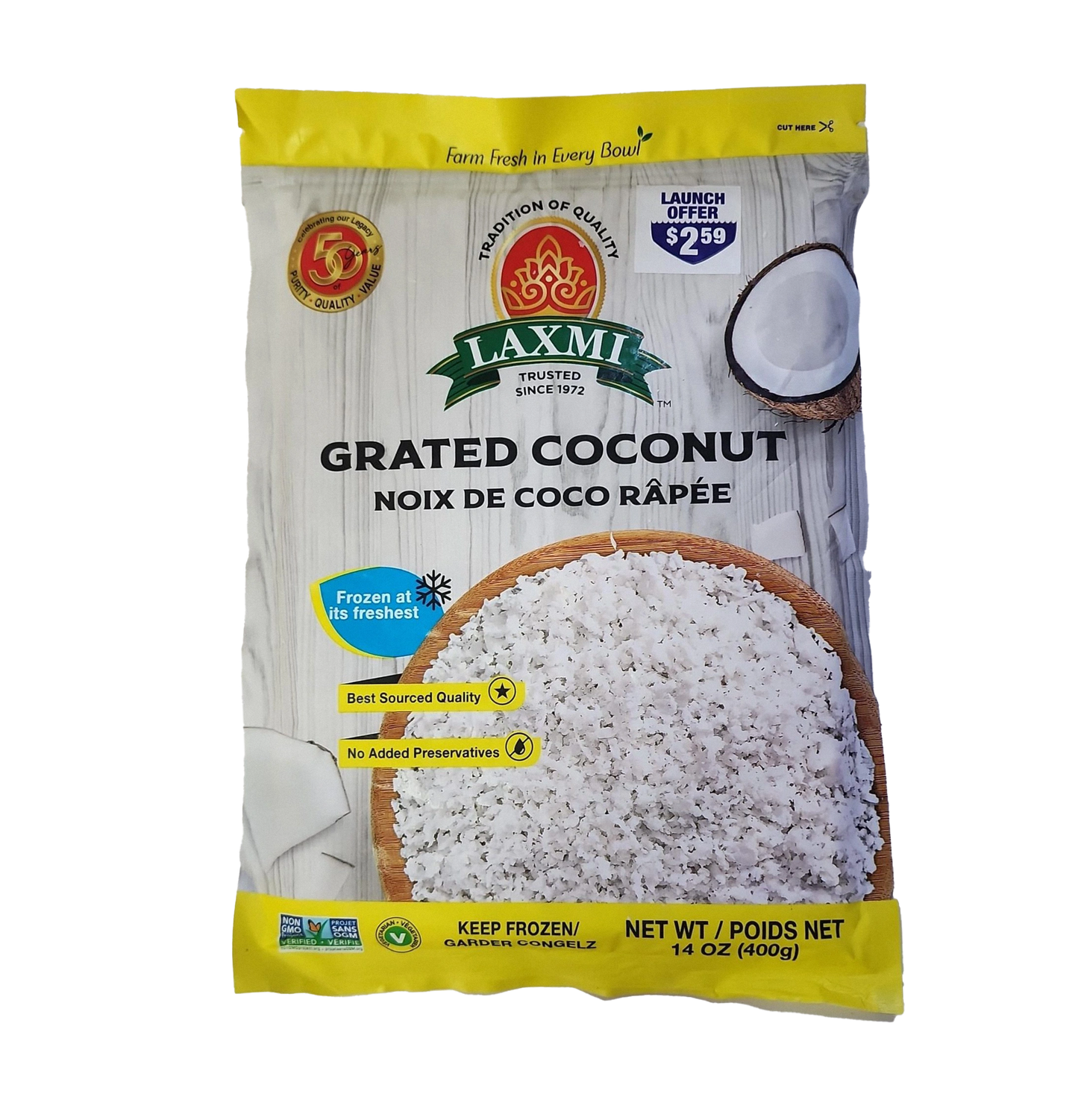 Grated Frozen Coconut 400g (Buy 2 For $6)