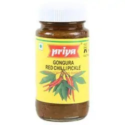 Priya Gongura Red Chilli Pickle With Garlic 300 GM