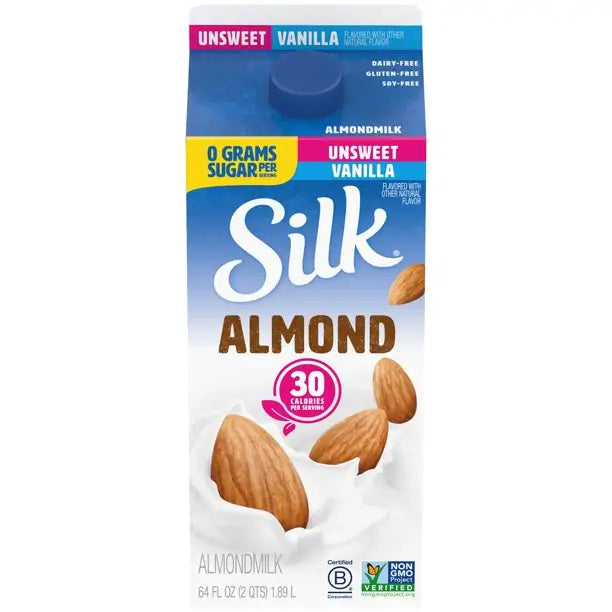 Silk Almond Milk Unsweetened Vanilla (64 FL OZ - Half Gallon)