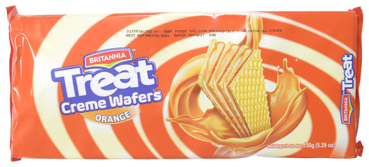 Britannia Treat Orange Flavored Premium Cream Wafers 150gm