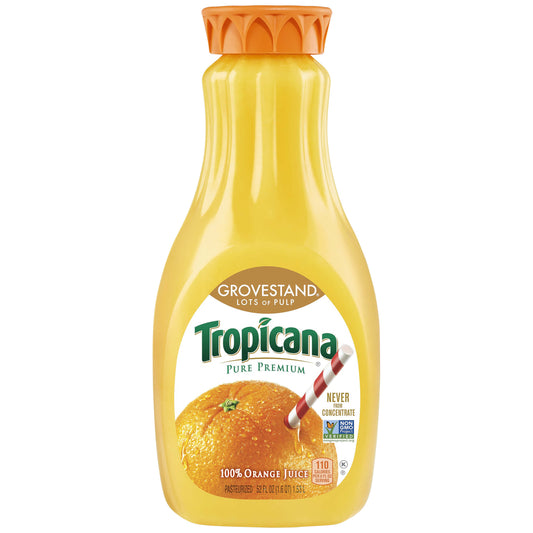 Tropicana Pure Premium Grovestand 100% Juice Orange Lots of Pulp 52 Fl Oz Bottle