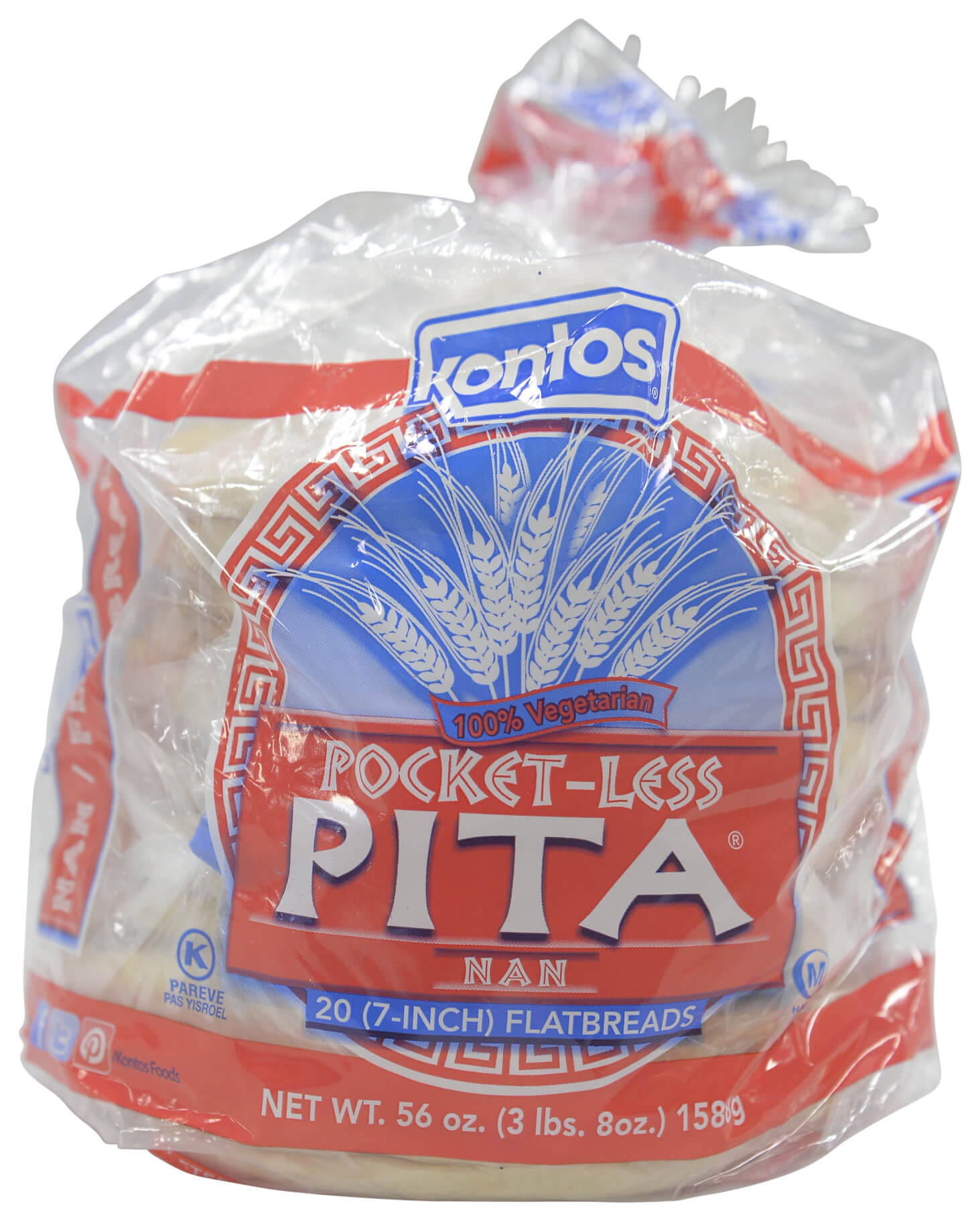 7-Inch White Pocket-Less Pita® - Kontos