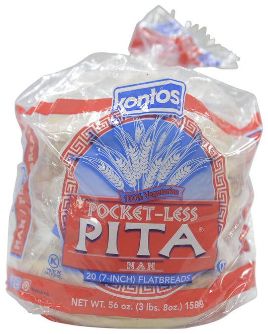 Kontos Pocketless Pita Naan 20 Pieces 56oz